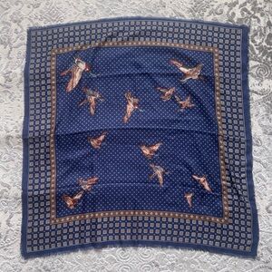 Navy Blue Bird Print Scarf